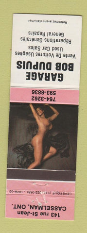 Matchbook Cover - Garage Bob Dupuis used cars Casselman ON pinup