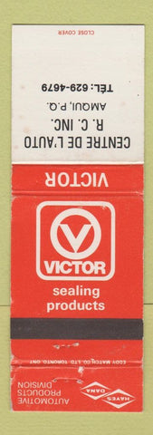 Matchbook Cover - Victor Sealing Products Auto Parts Amqui QC WEAR