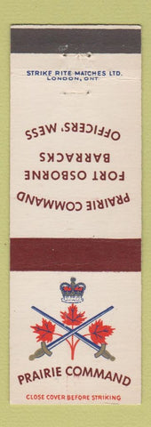 Matchbook Cover - Prairie Command Fort Osborne Barracks Canada Military
