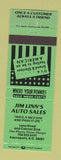 Matchbook Cover - Jim Linn's Auto Sales Kannapolis NC GREEN