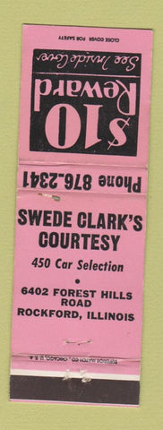 Matchbook Cover - Swede Clark's Used Cars Rockford IL WORN