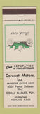 Matchbook Cover - Coronet Motors Coral Gables FL