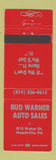 Matchbook Cover - Bud Warner Auto Sales Meadville PA