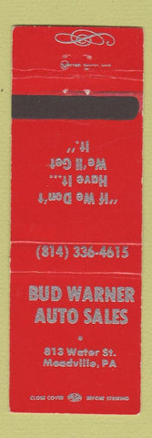 Matchbook Cover - Bud Warner Auto Sales Meadville PA