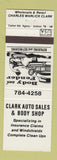 Matchbook Cover - Clark Auto Sales Body Shop