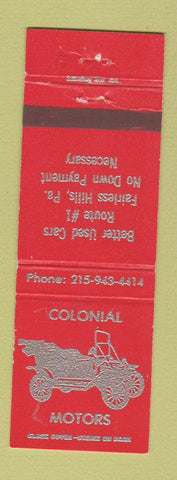 Matchbook Cover - Colonial Motors Fairless Hills PA used cars