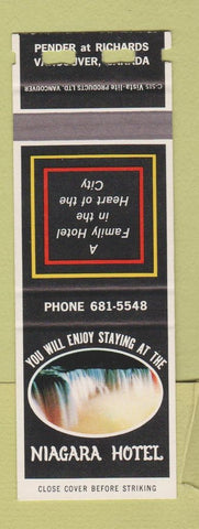 Matchbook Cover - Niagara Hotel Vancouver BC SAMPLE