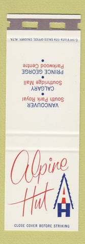 Matchbook Cover - Alpine Hut Vancouver BC Calgary AB SAMPLE