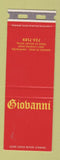 Matchbook Cover - Giovanni Hairpieces Wigs Toupees Mount Royal QC SAMPLE