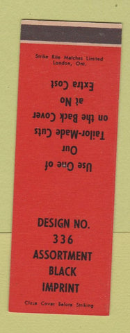 Matchbook Cover - Strike Rite Matches Design 336 RED  SAMPLE Canada