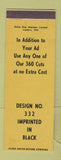 Matchbook Cover - Strike Rite Matches Design 332 YELLOW SAMPLE Canada