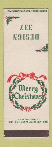 Matchbook Cover - Strike Rite Matches Christmas Design 337 SAMPLE Canada