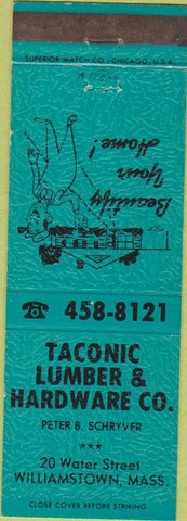 Matchbook Cover - Taconic Lumber Williamstown MA green