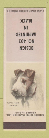 Matchbook Cover - Strike Rite Matches Wire Hair Terrier SAMPLE Canada