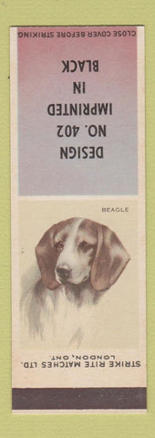 Matchbook Cover - Strike Rite Matches Beagle SAMPLE Canada