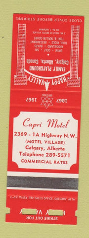 Matchbook Cover - Capri Motel Calgary AB SAMPLE