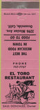 Matchbook Cover - El Toro Restaurant Oceanside CA pink