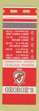 Matchbook Cover - George's Italian Restaurant Toronto ON SAMPLE