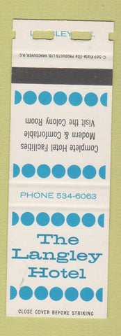 Matchbook Cover - The Langley Hotel BC SAMPLE
