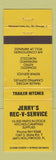 Matchbook Cover - Jerry's RV Service Hollywood FL
