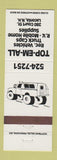 Matchbook Cover - Top Em All RV Truck Caps Mobile Homes Laconia NH WHITE