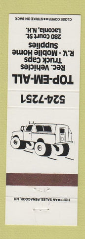 Matchbook Cover - Top Em All RV Truck Caps Mobile Homes Laconia NH WHITE
