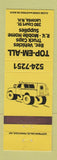 Matchbook Cover - Top Em All RV Truck Caps Mobile Homes Laconia NH YELLOW