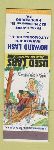 Matchbook Cover - Howard Lash Harrisburg Auto PA hillbilly used cars