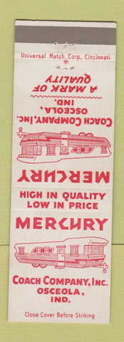 Matchbook Cover - Mercury Coach Trailers Osceola IN