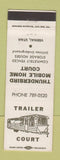 Matchbook Cover - Thunderbird Mobile Home Court Trailer Vernal UT