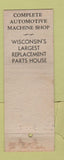 Matchbook Cover - Winnebago Auto Replacement Parts Milwaukee WI Indian