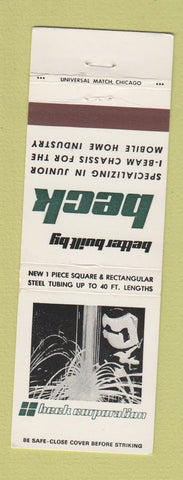 Matchbook Cover - Beck I Beam Chassis Mobile Homes Trailers Elkhart IN