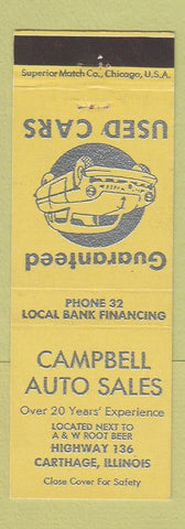 Matchbook Cover - Campbell Auto Sales Carthage IL
