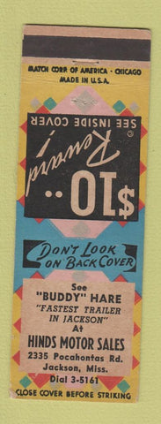Matchbook Cover - Hinds Motor Sales Jackson MS
