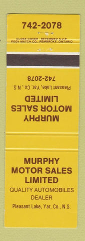 Matchbook Cover - Murphy Motor Sales Pleasant Lake NS