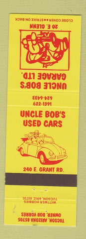 Matchbook Cover - Uncle Bob's Garage Used Cars Tucson AZ