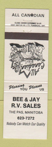 Matchbook Cover - Bee & Jay RV Sales The Pas MB