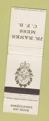 Matchbook Cover - JR Ranks Mess CFB Canadian Military Moose Jaw SK