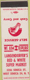 Matchbook Cover - Langendorfer's Red  and  White Market Seneca NY