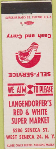 Matchbook Cover - Langendorfer's Red  and  White Market Seneca NY