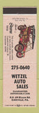 Matchbook Cover - Wetzel Auto Sales Danville PA