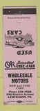 Matchbook Cover - Wholesale Motors Used Cars Lewistown PA WEAR