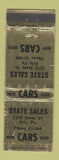 Matchbook Cover - State Sales New Used Cars Erie PA WORN