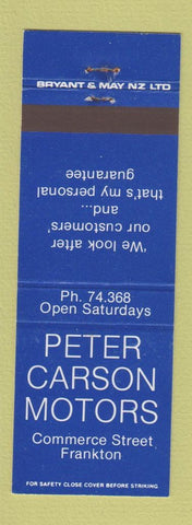 Matchbook Cover - Peter Carson Motors Frankton New Zealand