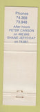 Matchbook Cover - Peter Carson Motors Frankton New Zealand