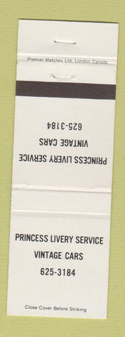 Matchbook Cover - Princess Liverty Service Vintage Cars Canada