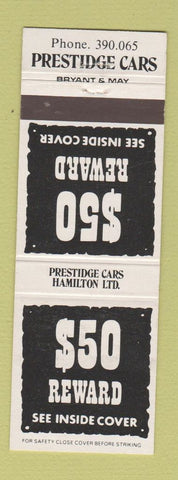 Matchbook Cover - Prestidge Cars Hamilton New Zealand auto