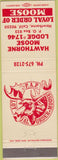 Matchbook Cover - Hawthorne Moose Club Hawthorne CA