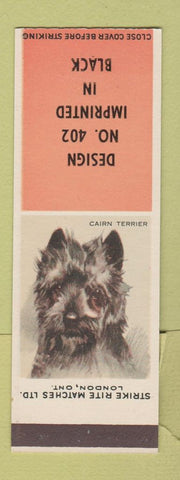 Matchbook Cover - Strike Rite Matches Cairn Terrier SAMPLE Canada