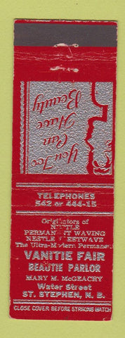 Matchbook Cover - Vanitie Fair Beauty Parlor salon St Stephen NB WEAR